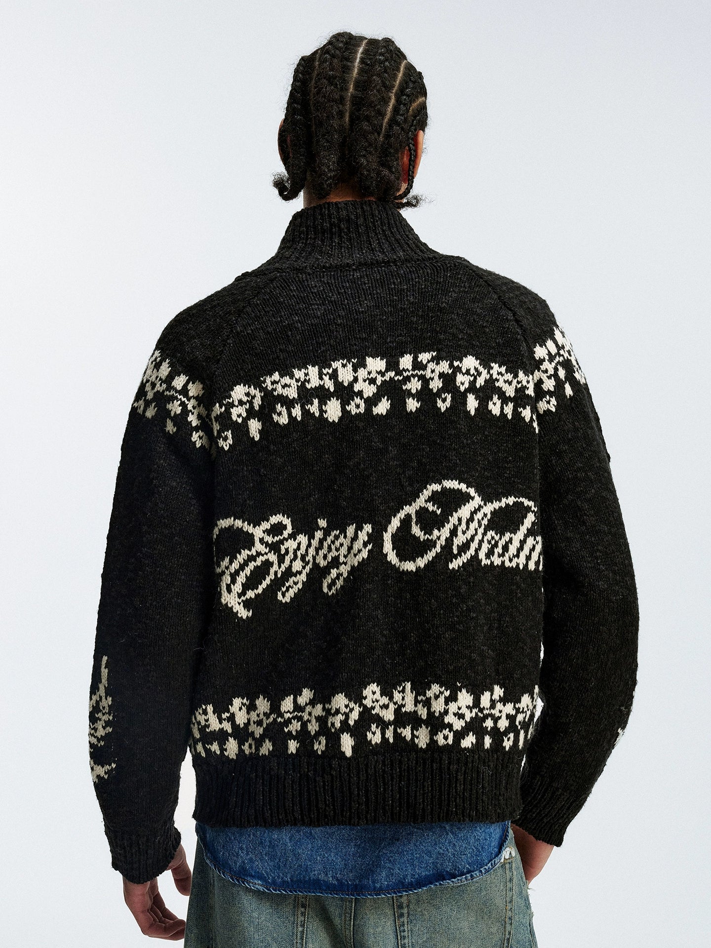MEDM Casual Angel Pattern Embroidered Lapel Knitted Sweater