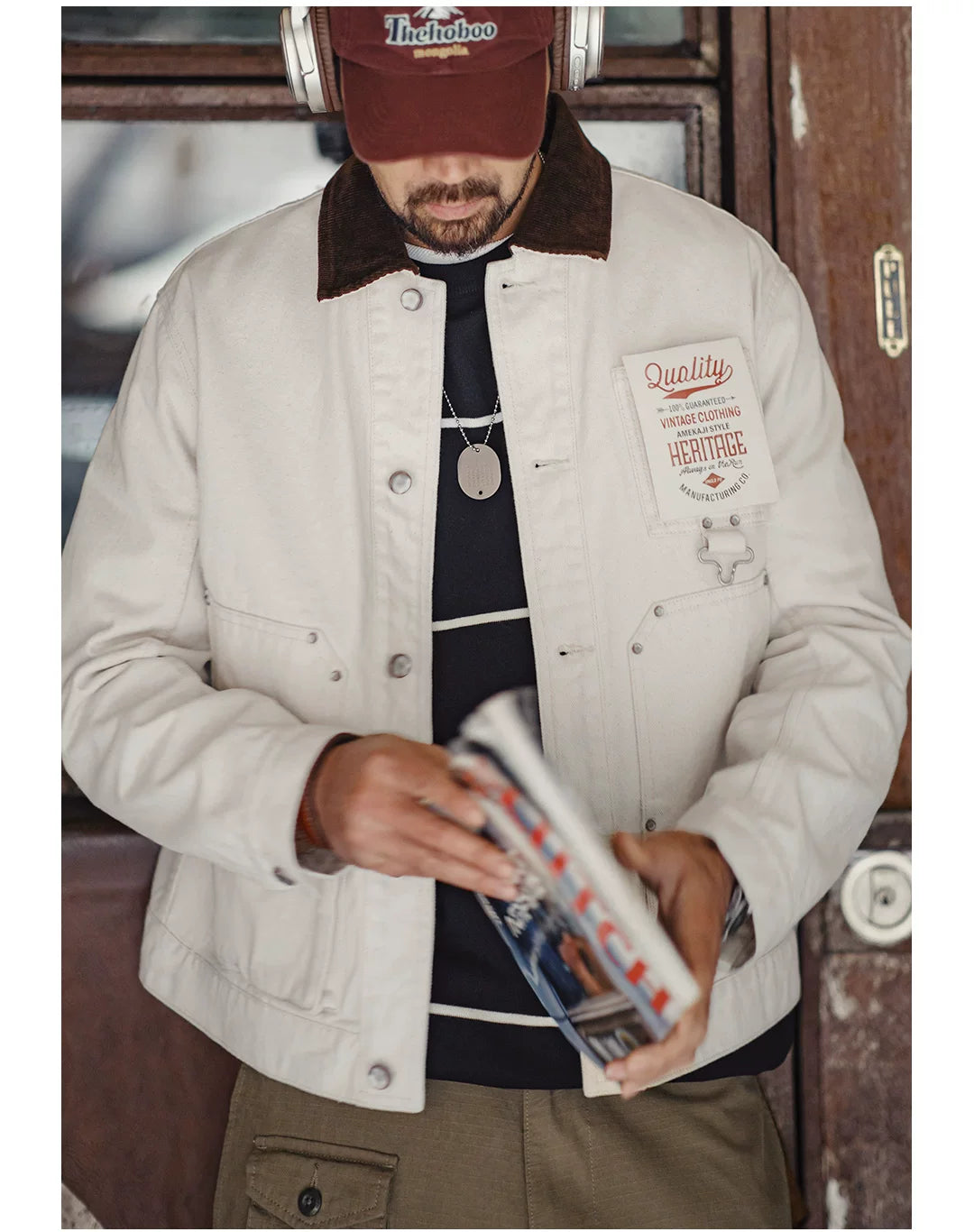 Madden  White Lapel Corduroy Jacket