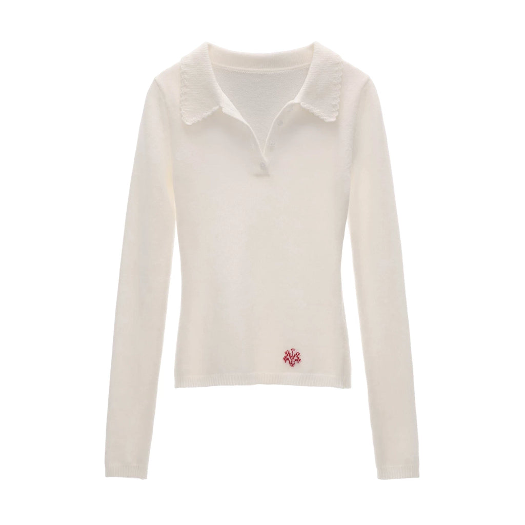MAMC V-Neck Puff Sleeve Slim Fit Soft Knit Sweater