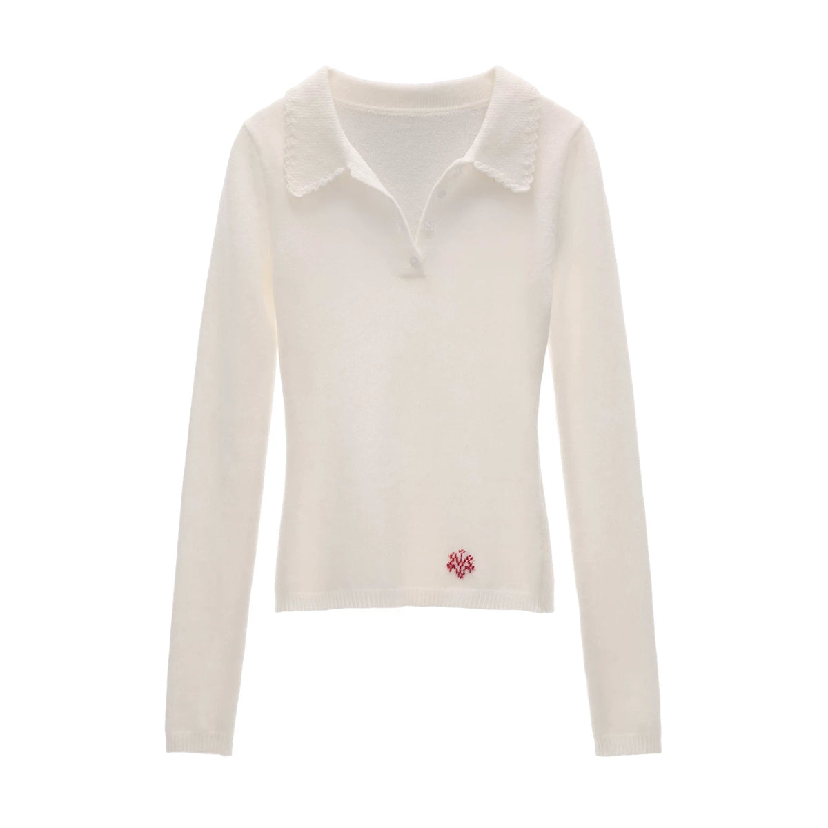 MAMC V-Neck Puff Sleeve Slim Fit Soft Knit Sweater