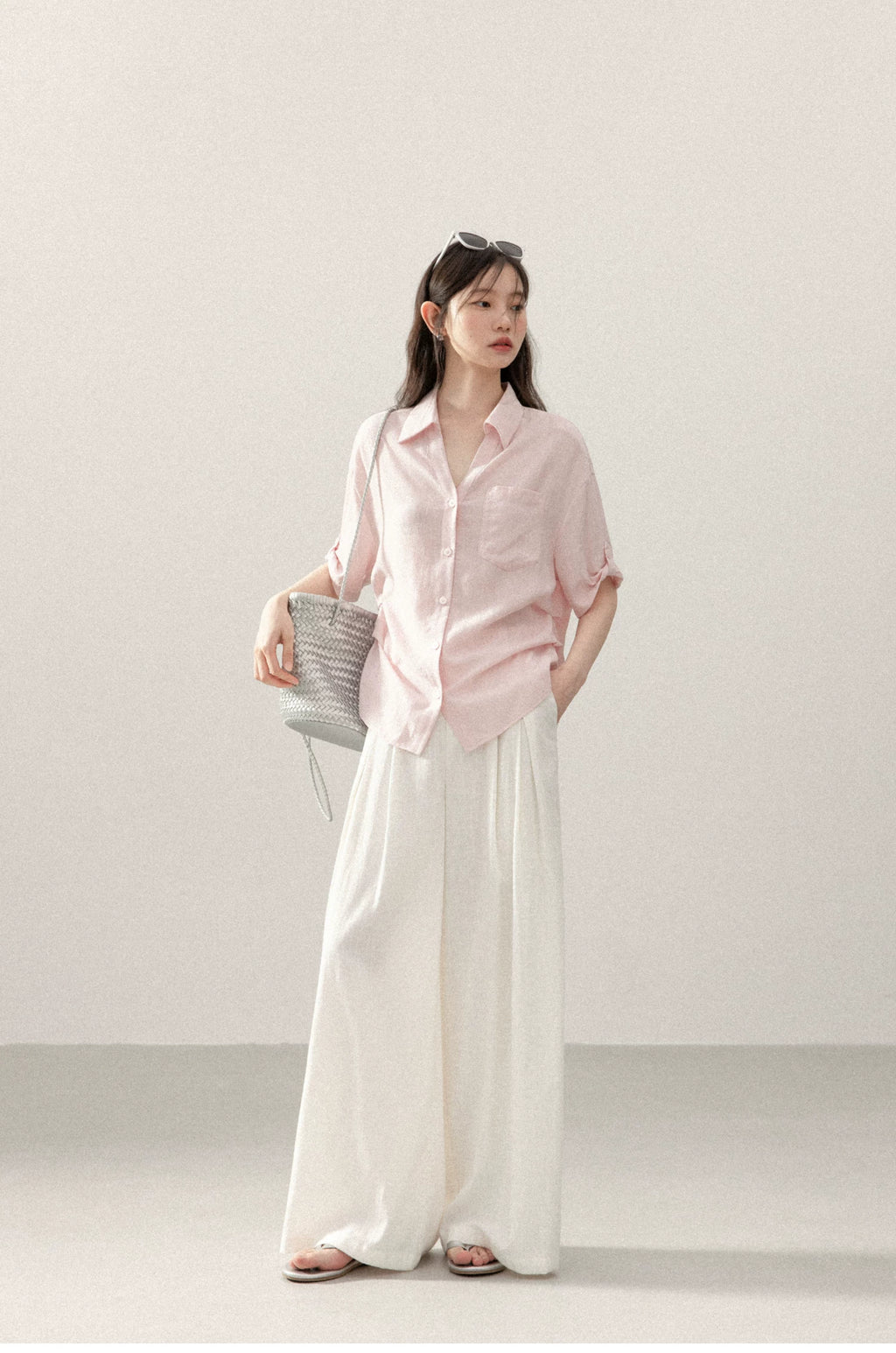 Cantonstory Temperament Lapel Medium Sleeve Shirt