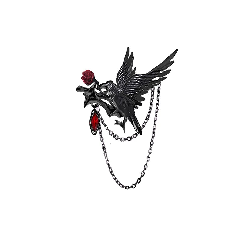 MASW Raven Brooch Graffiti Dark Style Pin