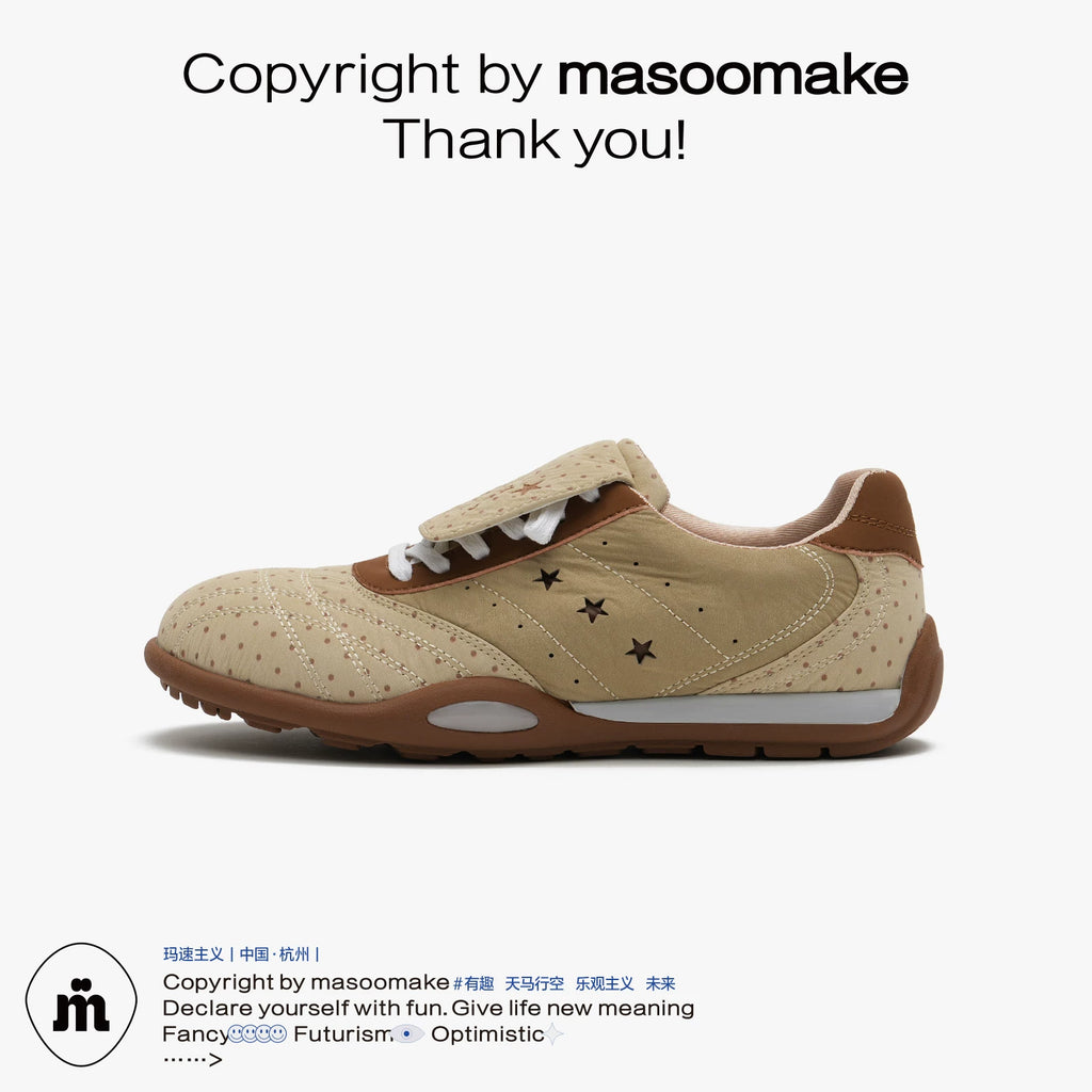 MASOOMAKE Leather Lace-Up Low-Top Sneaker