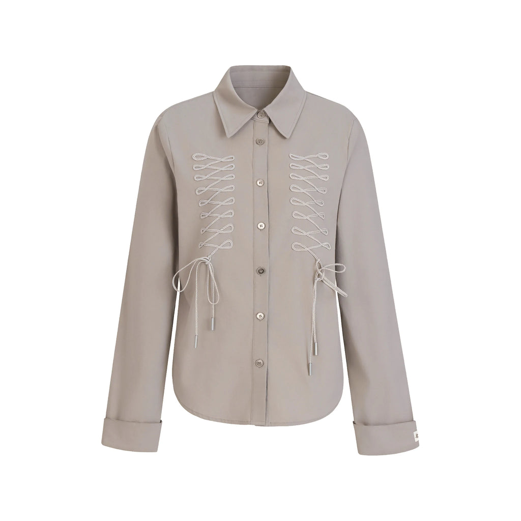 JIKOO Tie-Front Bow Blouse