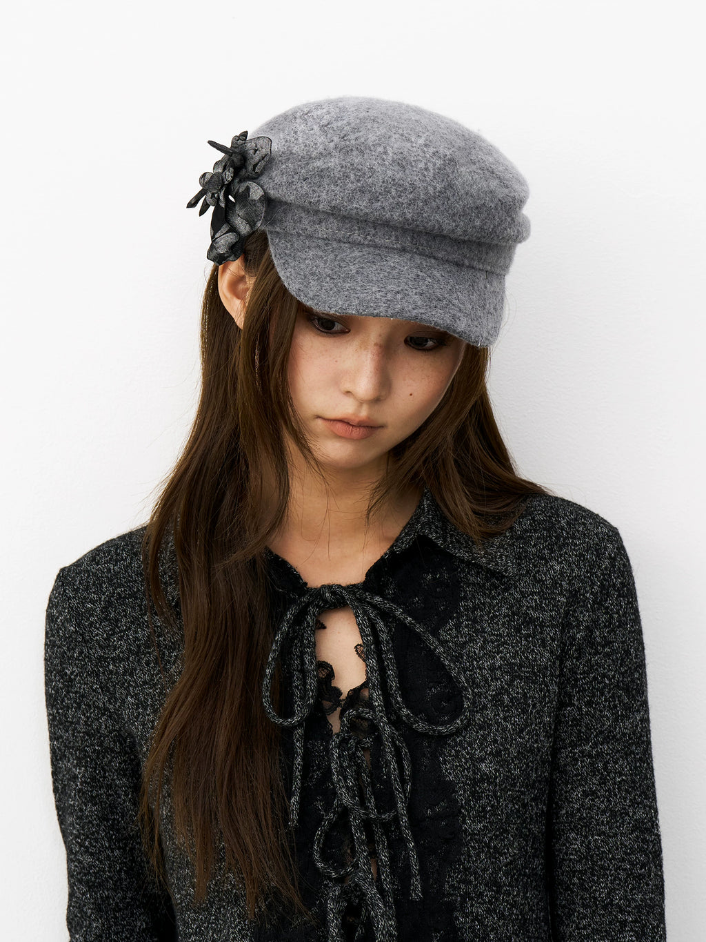 THELIGHT Three-dimensional Flower Wool Woolen Beret