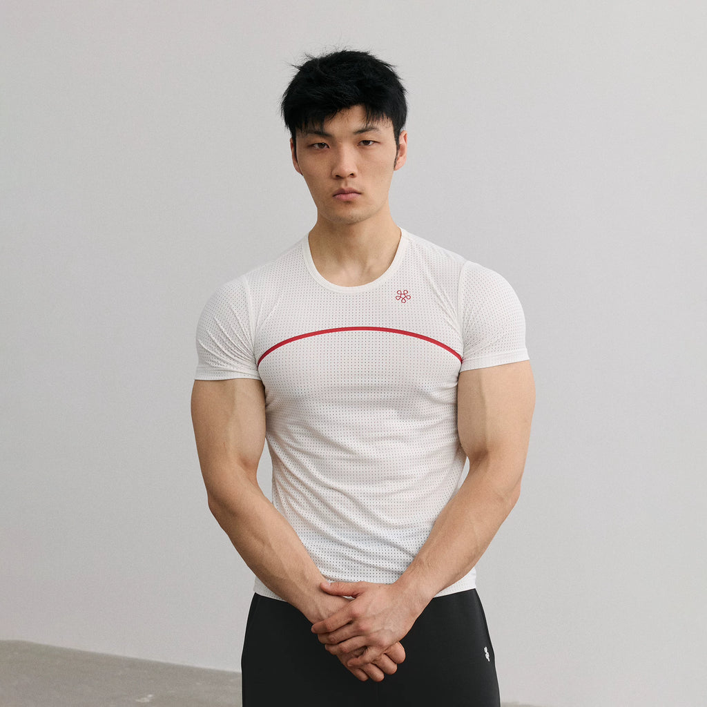 AFTERGLOW Mesh Taped Logo 210g Breathable Slim Fit Tee