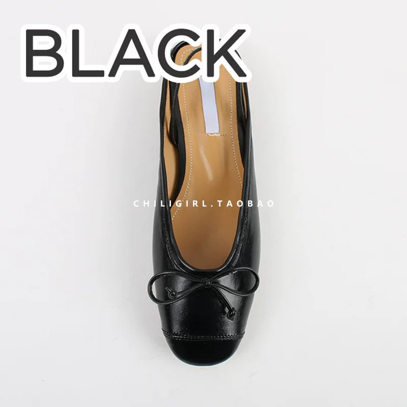 CHILIGIRL Leather Bow One-Strap Slide