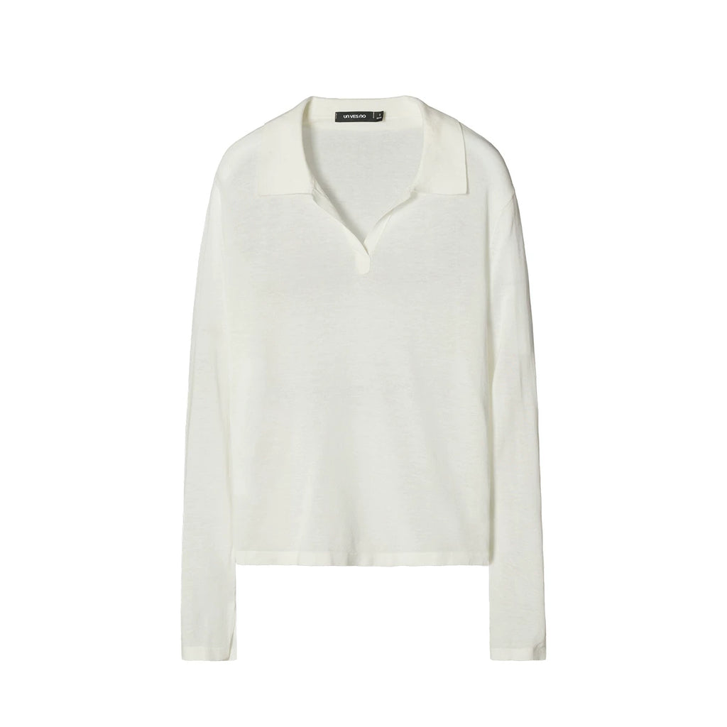 Unvesno -Gauge Linen-Blend Oversized Henley Polo Top