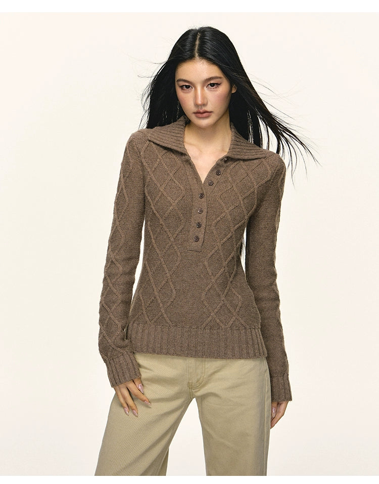 Anna Aneae Retro Temperament Slim Short Knitted Long Sleeves