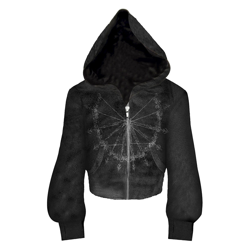 PAIKI Dark Wizard Hat Jacket Velvet Hooded Zip Sweater