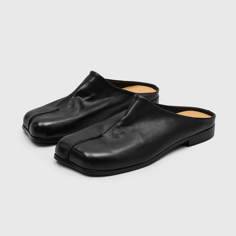RZAAZ Brushed Horse Leather Square-Toe Slip-On Mule