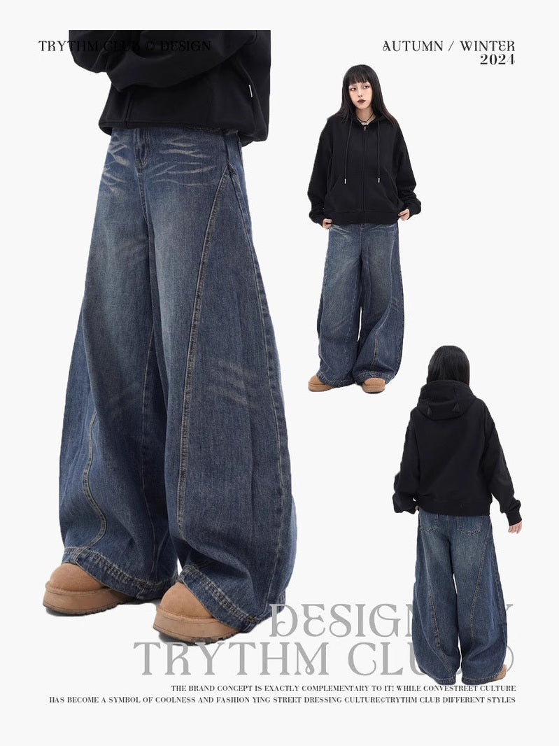TRYTHMCLUB Wide-leg Baggy Retro Jeans