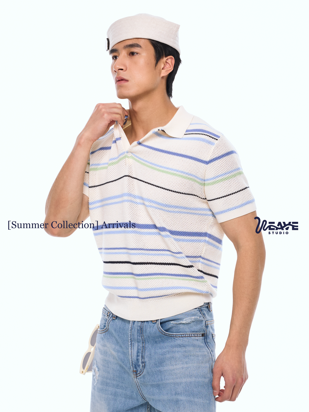 WEAVE Striped 260g Breathable Loose Polo Tee