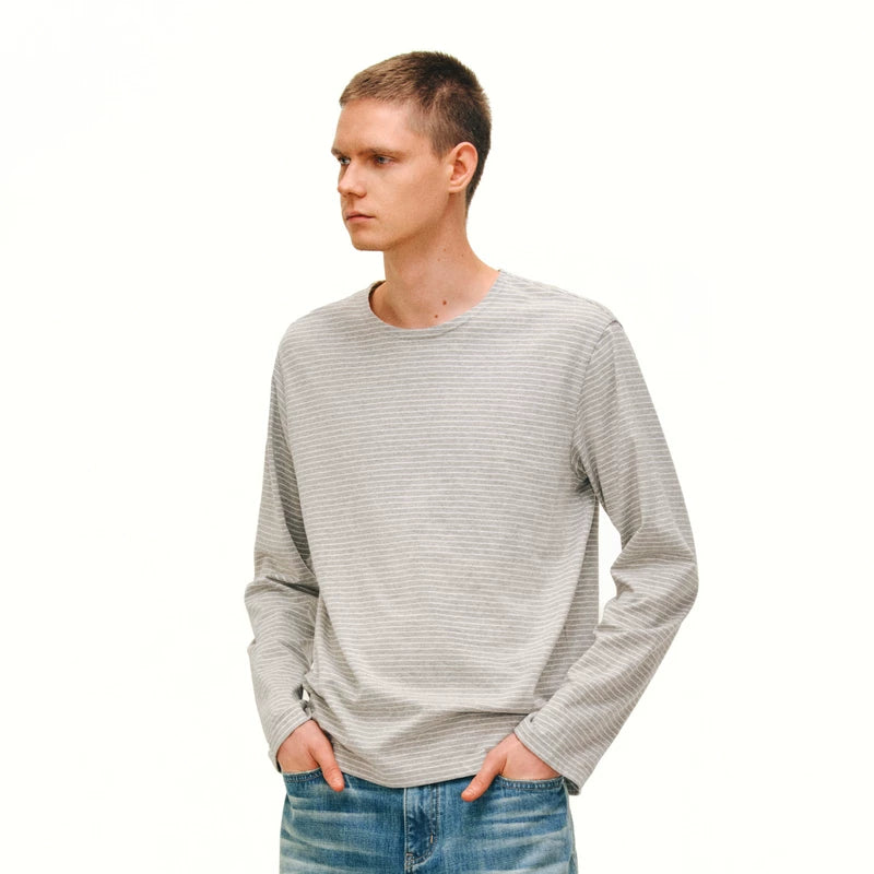 NONRADICAL Woven Stripe Long-Sleeve Breathable Tee