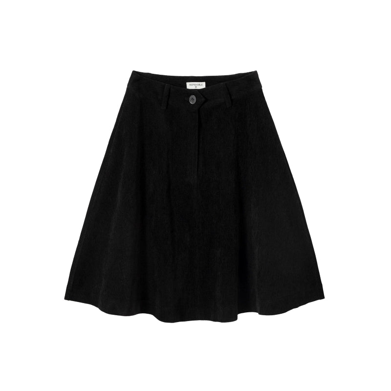 RPB BRAND Chenille Velvet Draped High-Waist A-Line Midi Skirt