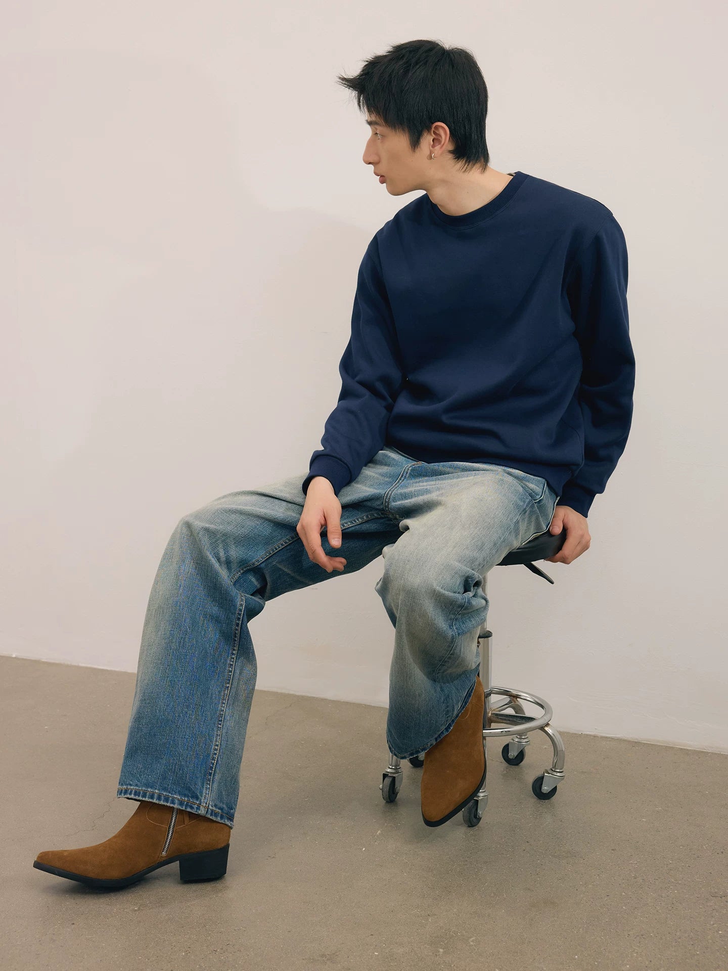 NO LOGO Mercerized Cow Suede Leather Chelsea Boots