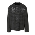YADcrew Double Lion Mottled Slogan Printed Striped Long Sleeve