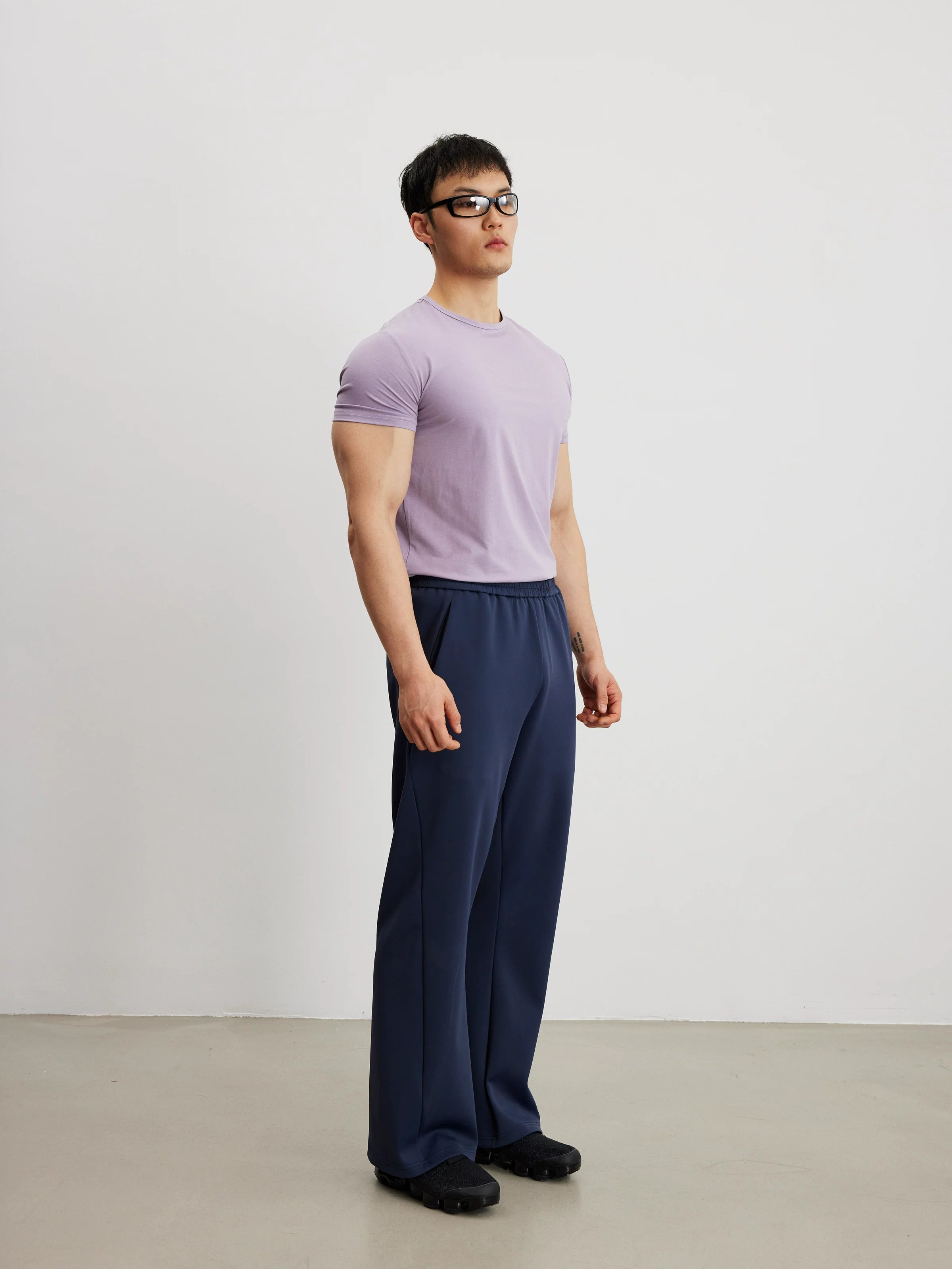 AFTERGLOW Crew Neck Front Shoulder Casual Tee