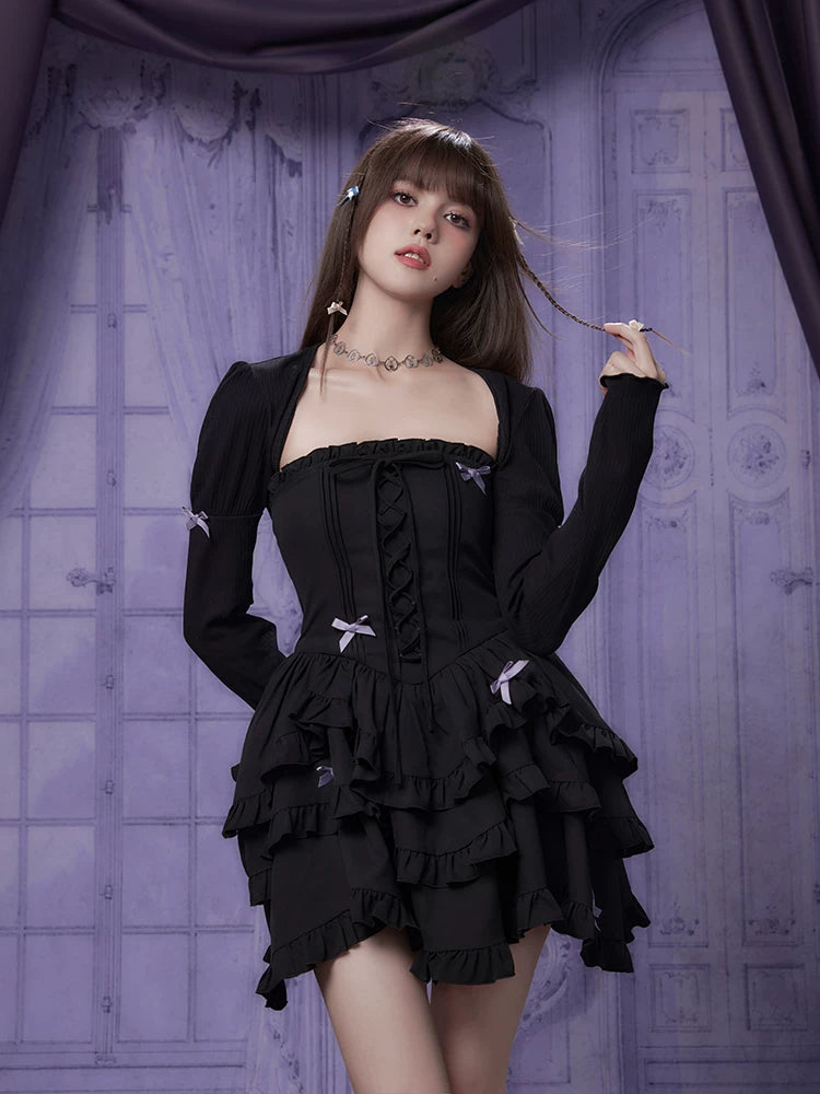 SagiDolls Sniper# Black and Purple Two-Color Strapless Cake Dress