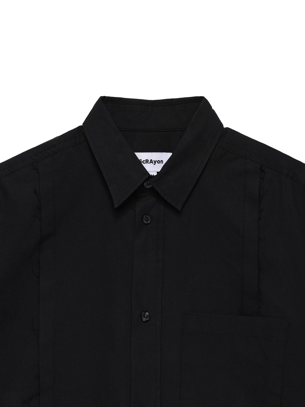 6CRAYON Embroidered Patchwork Spread-Collar Cotton Shirt
