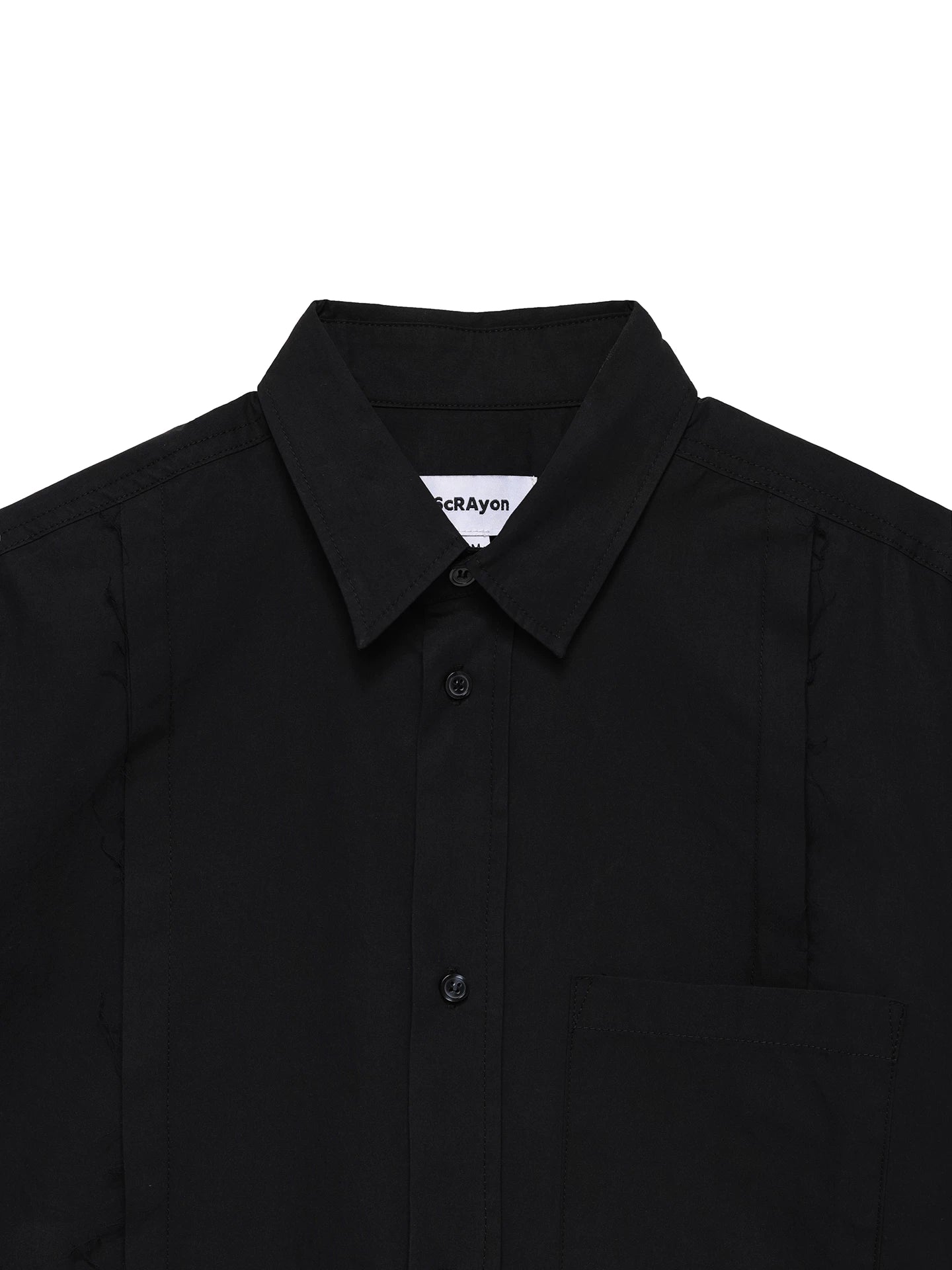 6CRAYON Embroidered Patchwork Spread-Collar Cotton Shirt