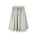 TGNS Vintage Plaid Low-Rise A-Line Midi Skirt
