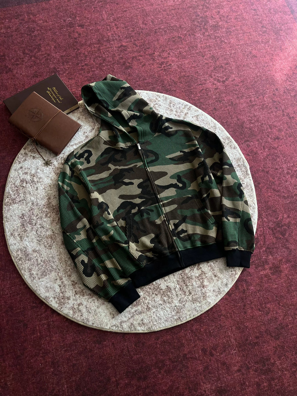 Xanvas Camo Waffle Zip-Up Hoodie