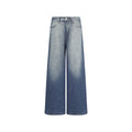 FUNKYFUN Embroidered Plaid Line Straight Jeans