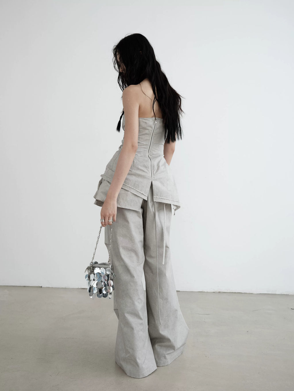 JNYLON Two-piece Detachable Ruffle Leaf Skirt Slacks