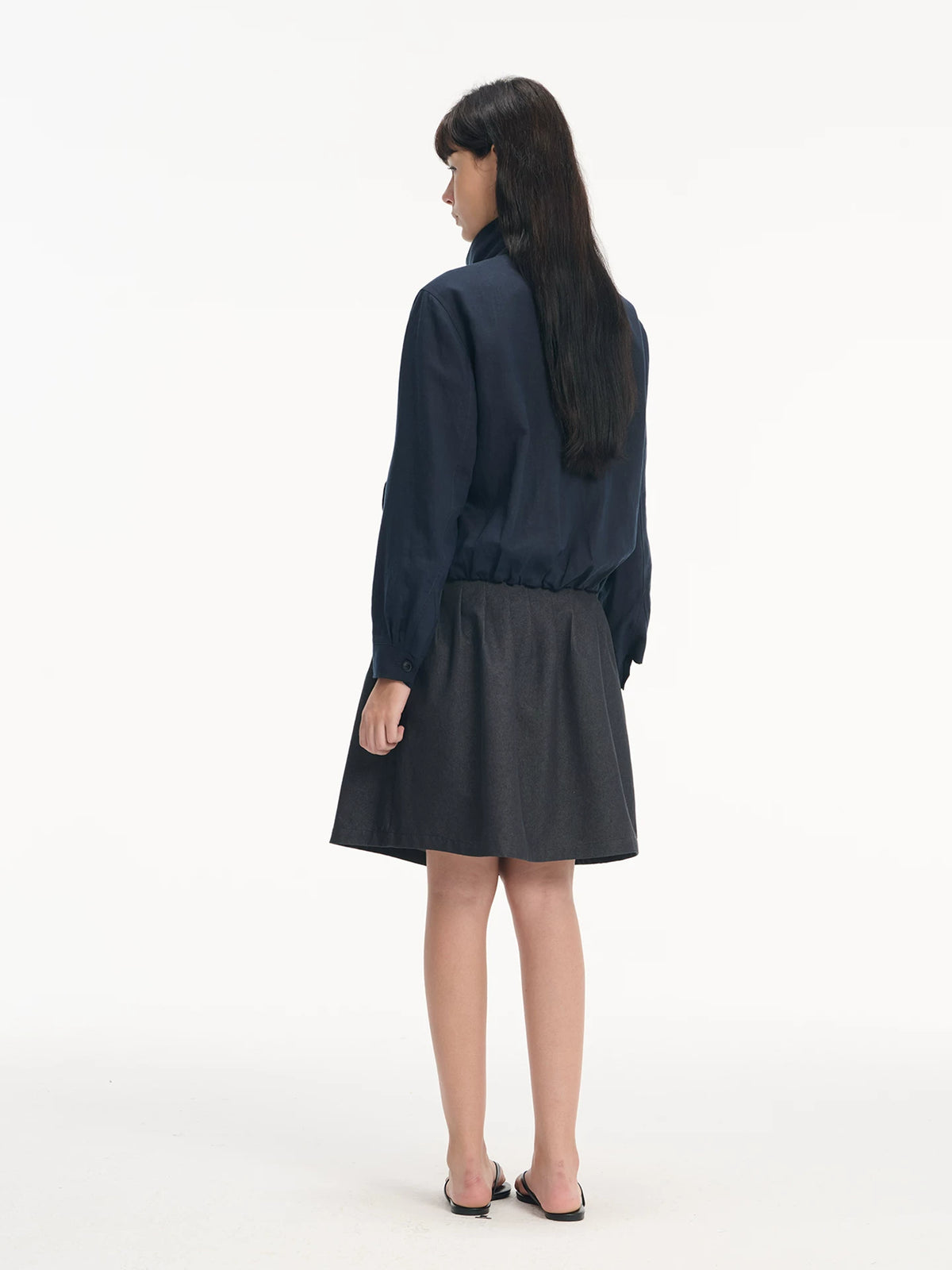 LINY LIBERTY Tencel Linen Blend Cropped Zip-Up Jacket