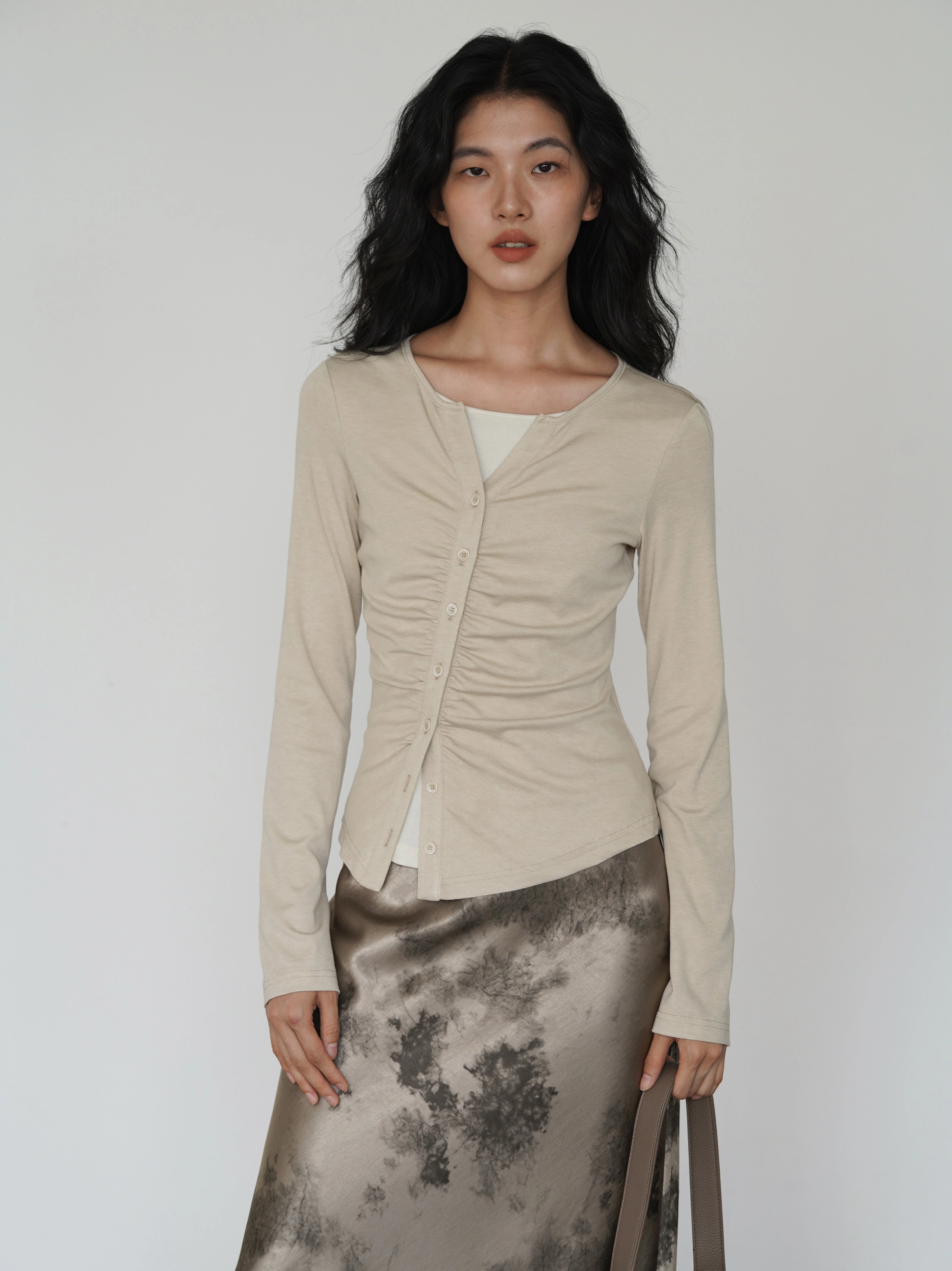 EIGHTHMONTH Fake Two-piece Slim-fit Pleated Waist Long Sleeve