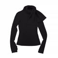 JCAESAR WOMEN Tie-Neck Long-Sleeve Top with Thumb Holes