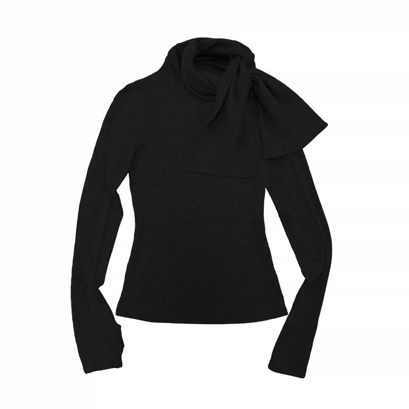 JCAESAR WOMEN Tie-Neck Long-Sleeve Top with Thumb Holes