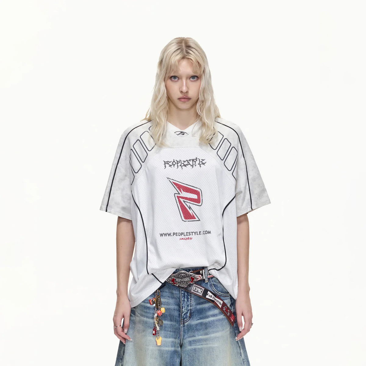 PEOPLESENSE Racing Quick-Dry Breathable Loose V-Neck Tee