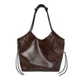 VFVF Brown Woven Faux Leather Magnetic Snap Shoulder Bag