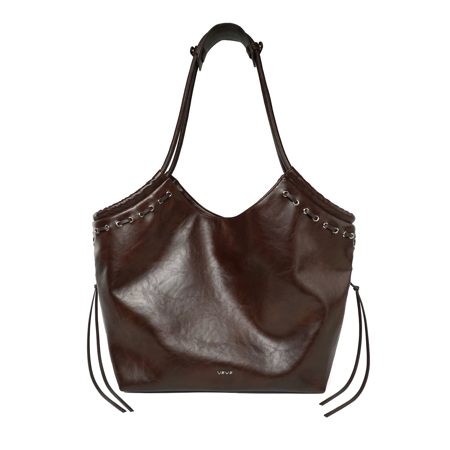 VFVF Black Woven Faux Leather Magnetic Snap Shoulder Bag