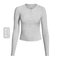 Athena Lulu Slim Fit Button Henry Collar Yoga Top