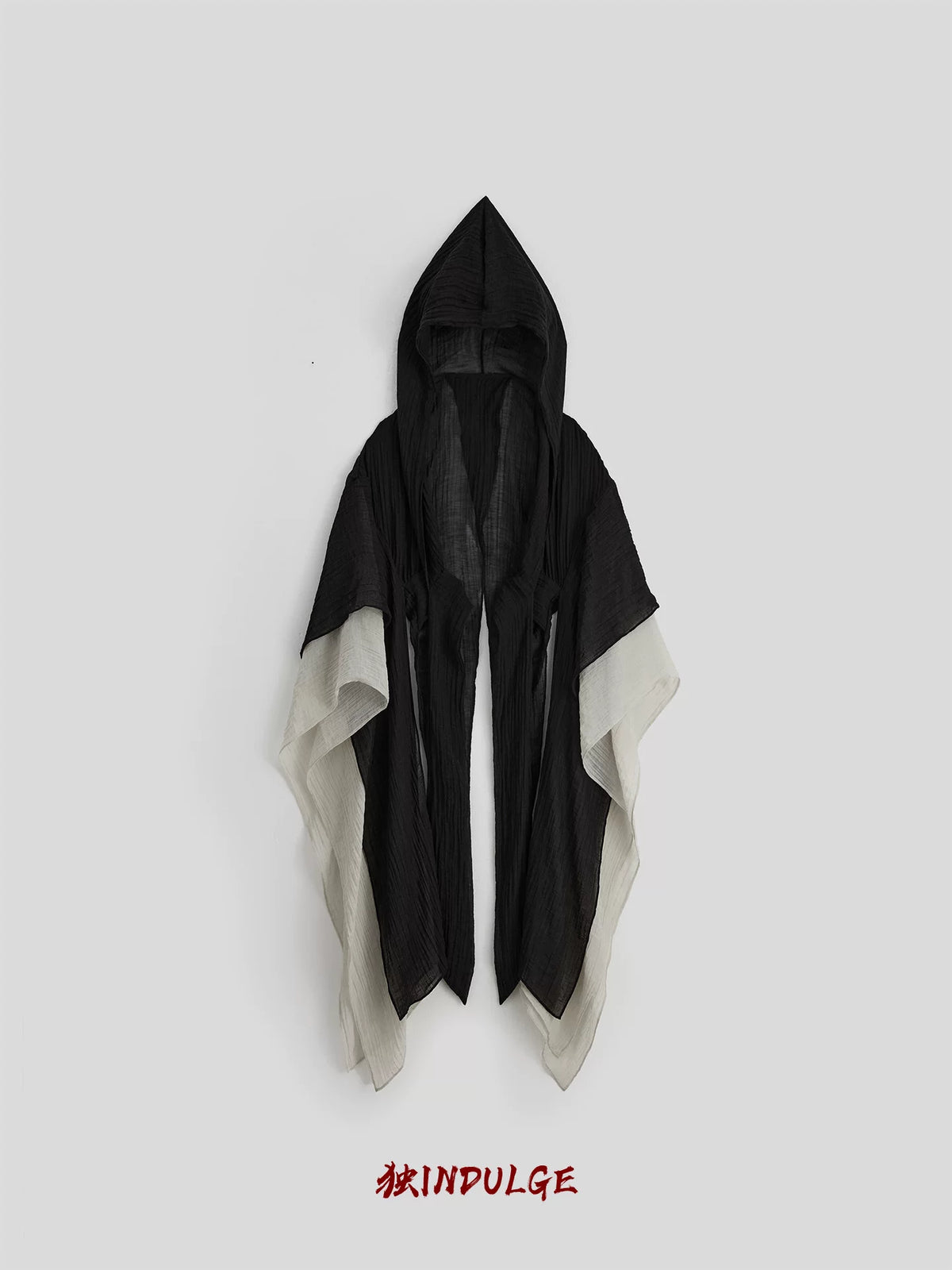 INDULGE Hooded Coat with Detachable Wide Sleeves in Linen-Cotton Feel