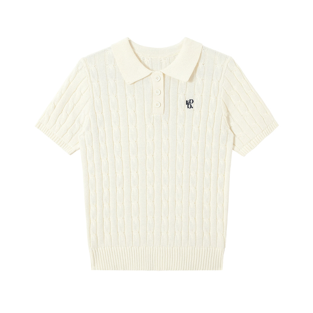 RPB BRAND Versatile Twisted Embroidered Lapel Collar POLO Collar Knitted Short Sleeve