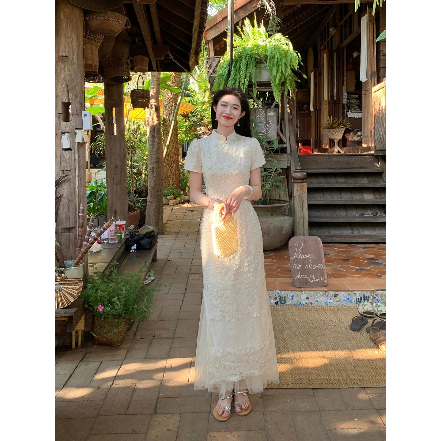 ZIHE New Chinese Rope Embroidered Cheongsam Dress
