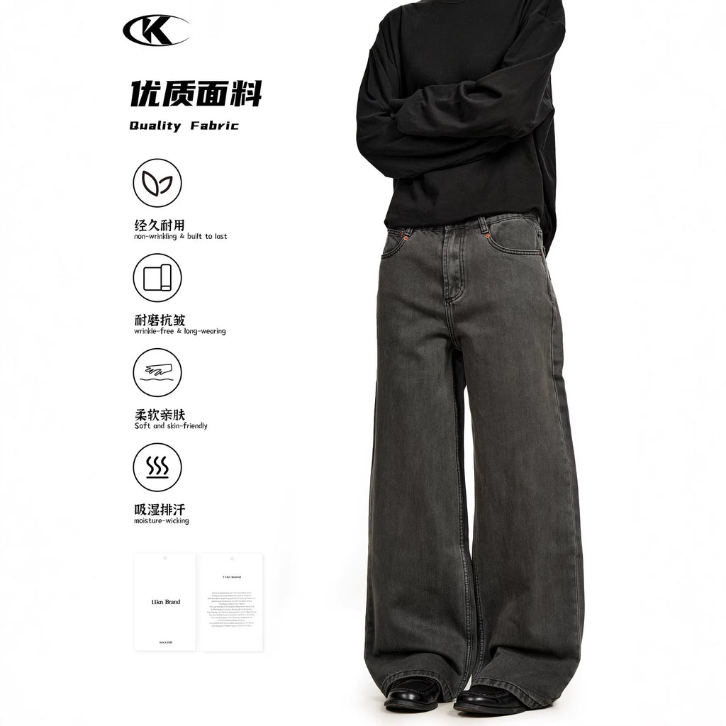 11KN American Retro Dark Grey Flared Jeans