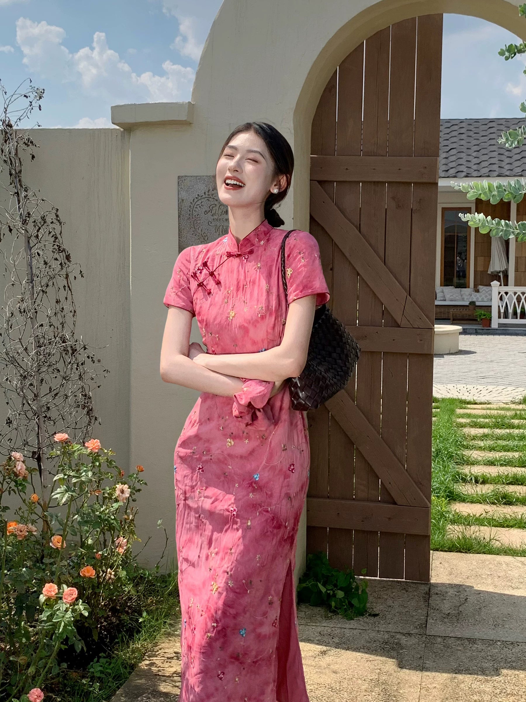 ZIHE Retro Tie-dye Floral Dress