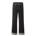 11KN Distressed Stitching Rolled-up Jeans