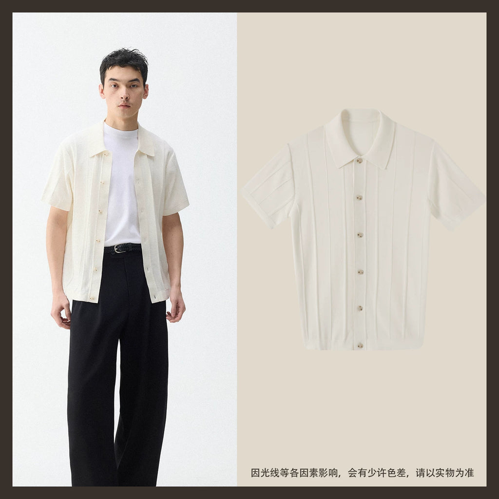 CULTUM Vertical Stripe Knit Polo Shirt