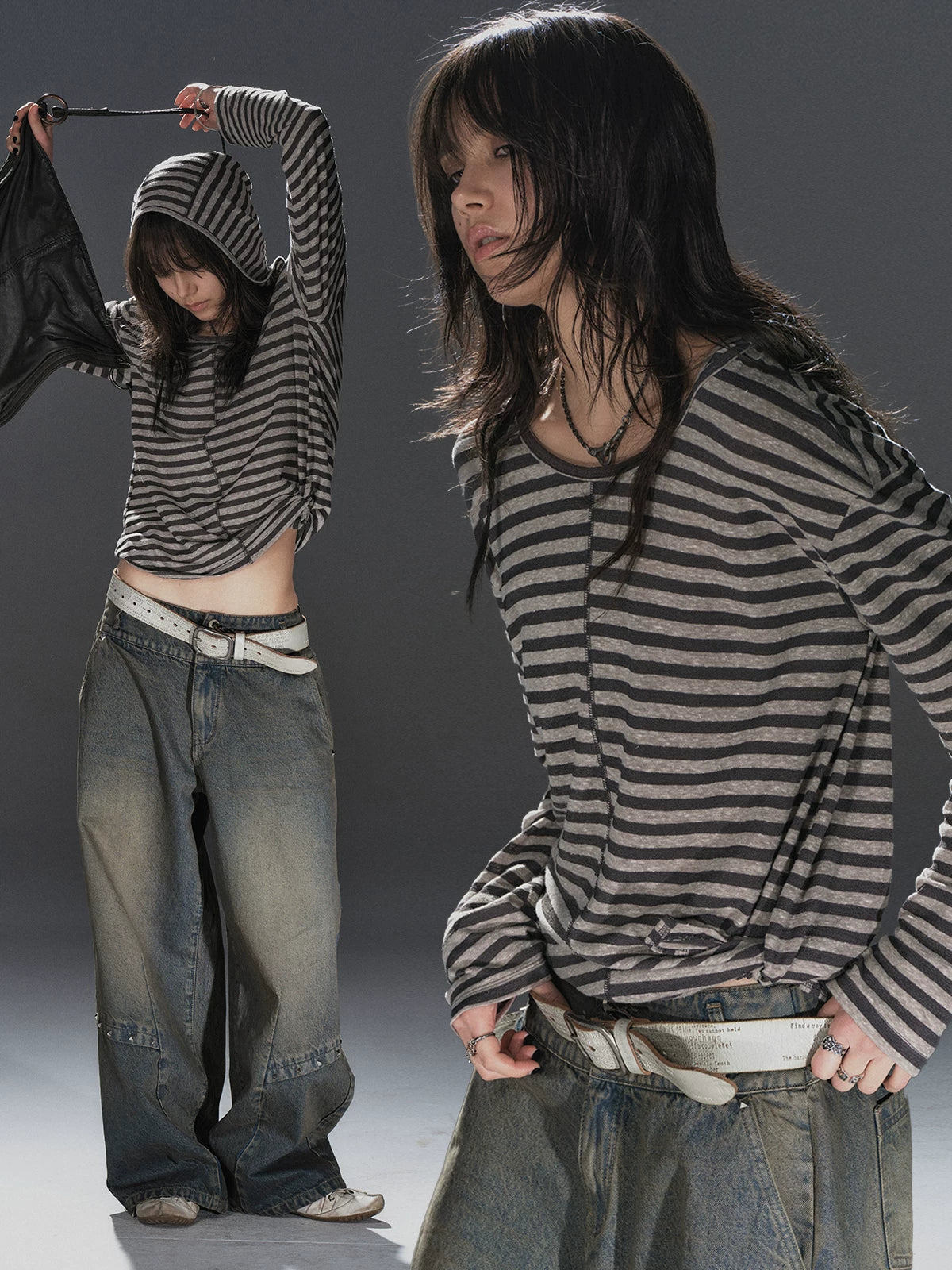 WearAndtear Striped Lightweight Hooded Long Sleeve