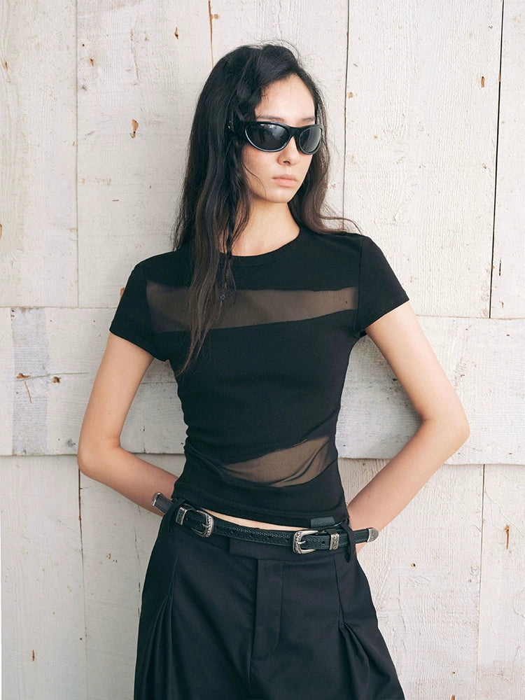 AnnoMundi Mesh Spliced Slim Cropped Tee