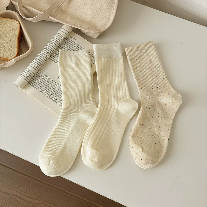 Halo Honey Moisture-Wicking Polka Dot Rolled Edge Mid-Calf Socks