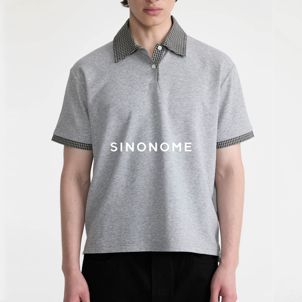 SINONOME Plaid Wrinkle-Resistant Cropped Relaxed Tee