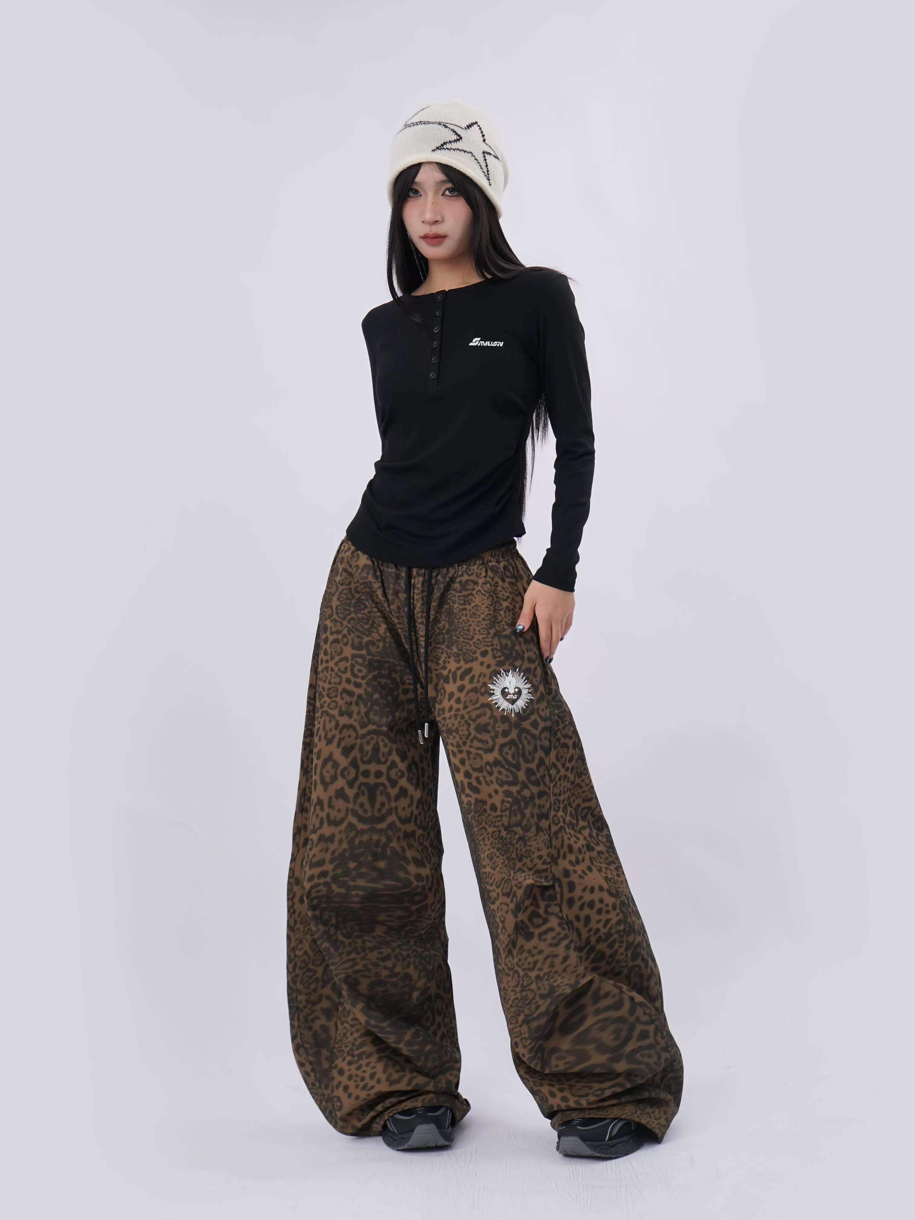 SAMUSAN Side Seam Pleated Skinny Long Sleeve
