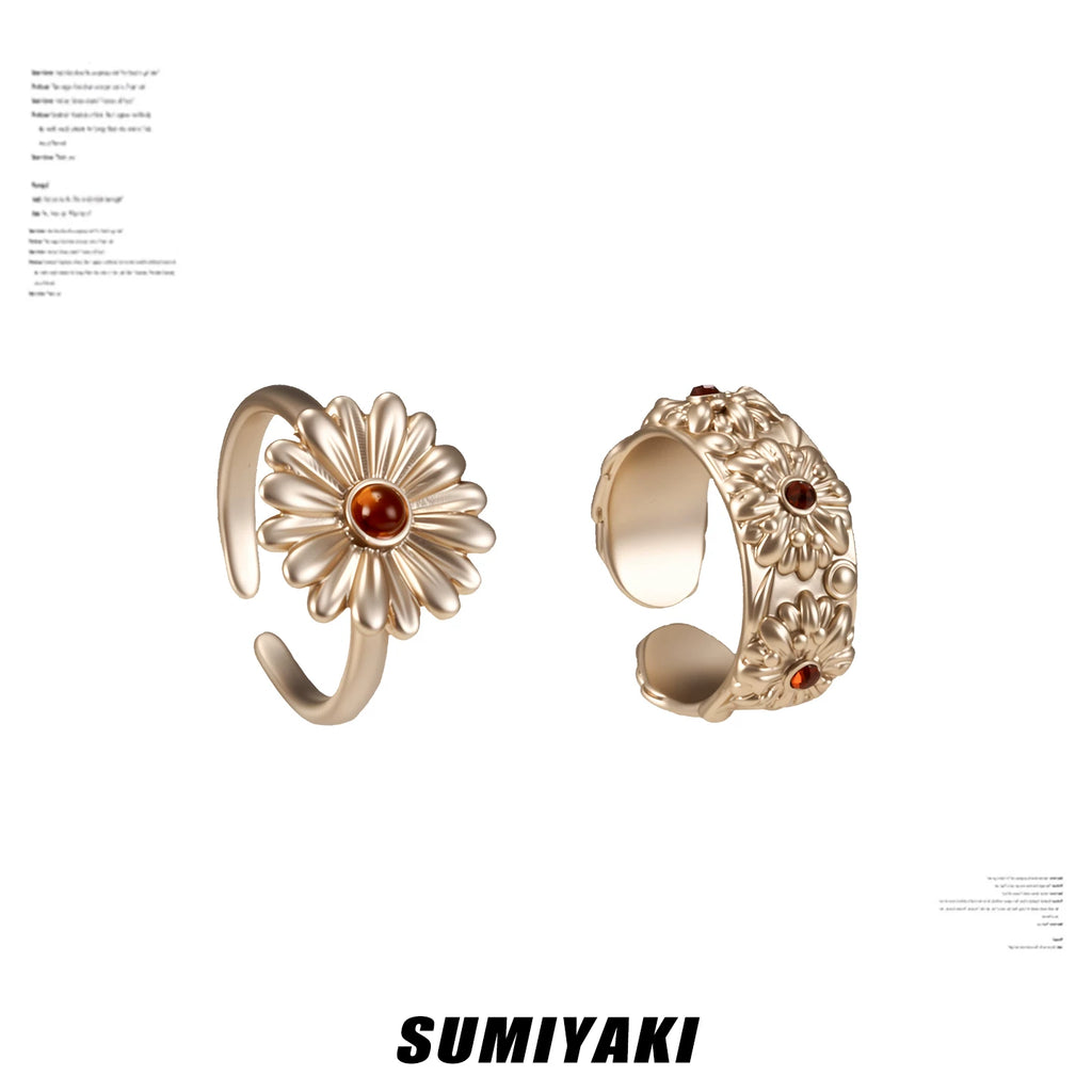 SUMIYAKI Vintage Daisy Adjustable Open Ring